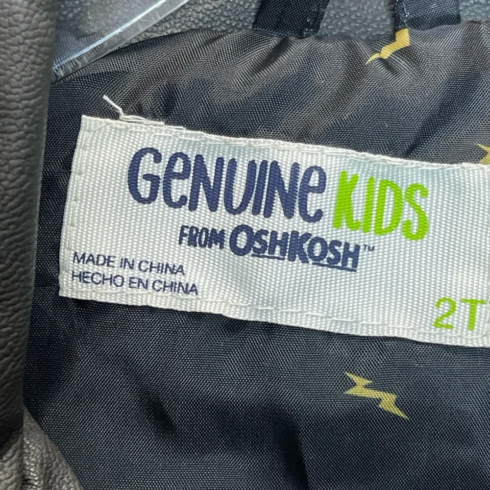 Genuine Kids Black Toddler Moto Jacket Asymmetrical Zip Size 2T